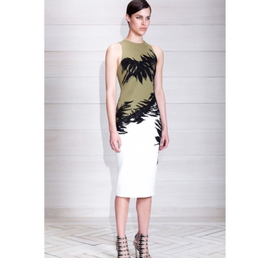 Jason Wu Resort Collection Color Block Dress Sz 10 Midi Sequin & Bead Appliqué